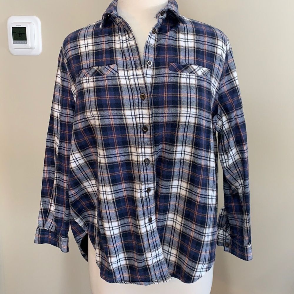 Cherish blue plaid flannel shirt, Small